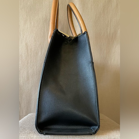 Christian Siriano Black and White Satchel with Tan Handles - Picture 3 of 13